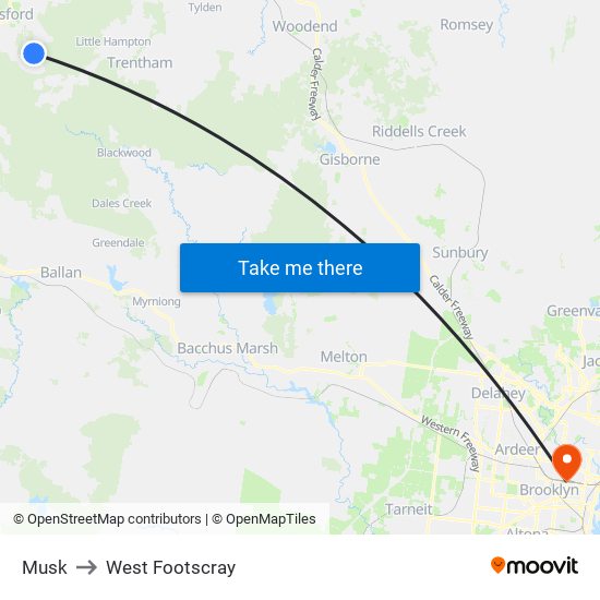 Musk to West Footscray map