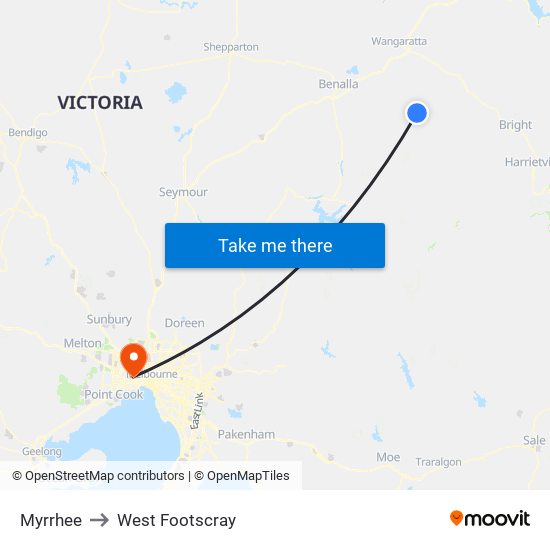 Myrrhee to West Footscray map