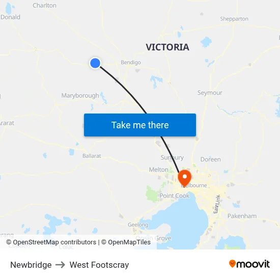 Newbridge to West Footscray map