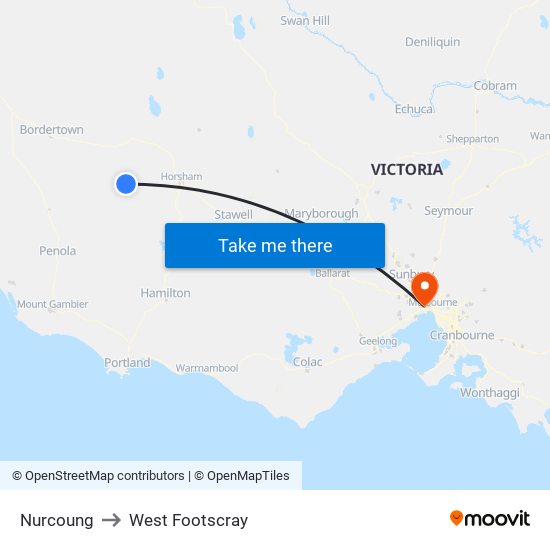 Nurcoung to West Footscray map