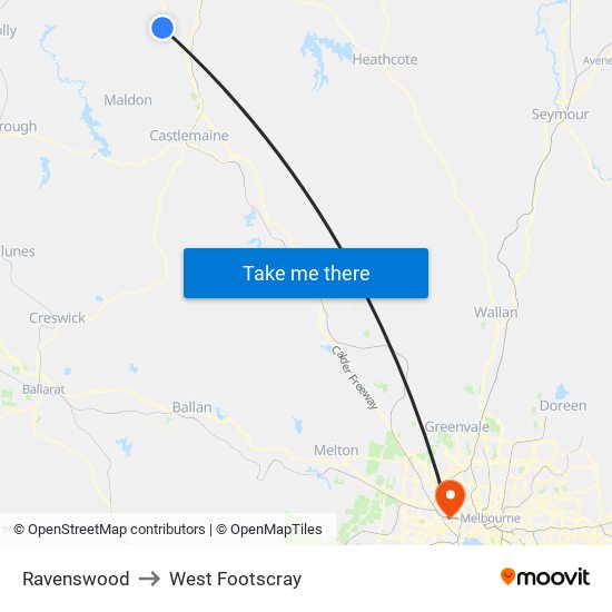 Ravenswood to West Footscray map