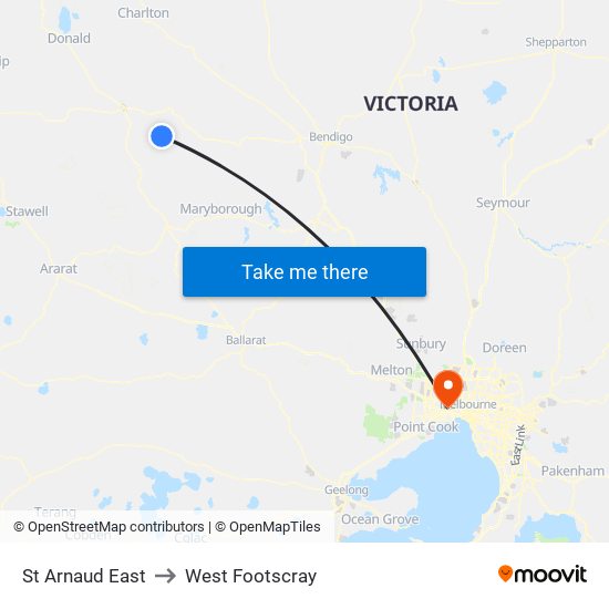 St Arnaud East to West Footscray map