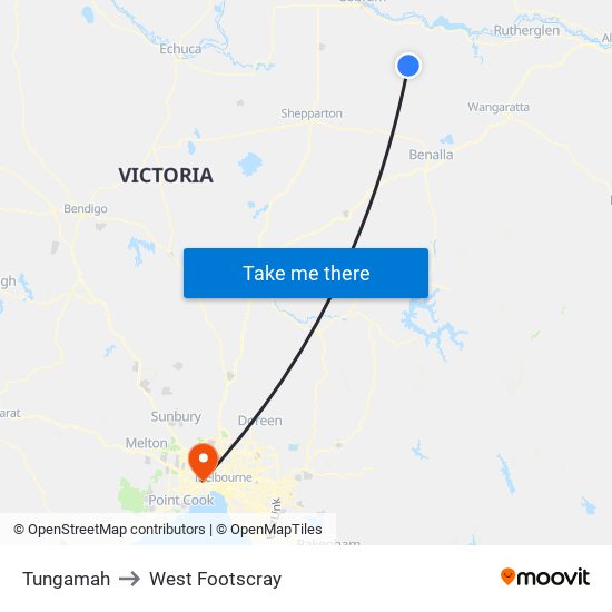 Tungamah to West Footscray map