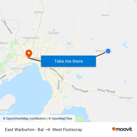 East Warburton - Bal to West Footscray map