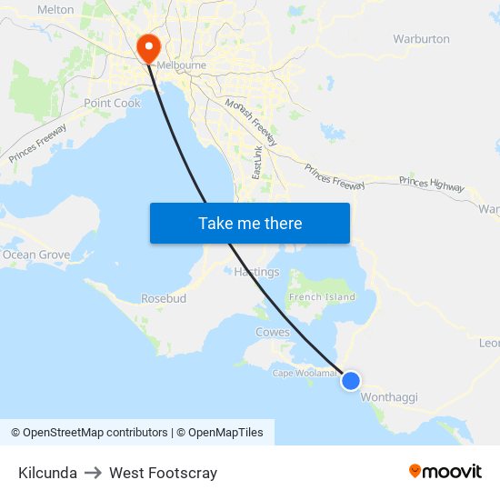 Kilcunda to West Footscray map