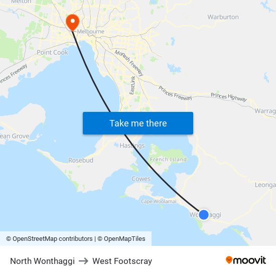 North Wonthaggi to West Footscray map