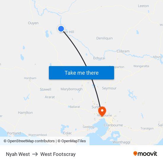 Nyah West to West Footscray map