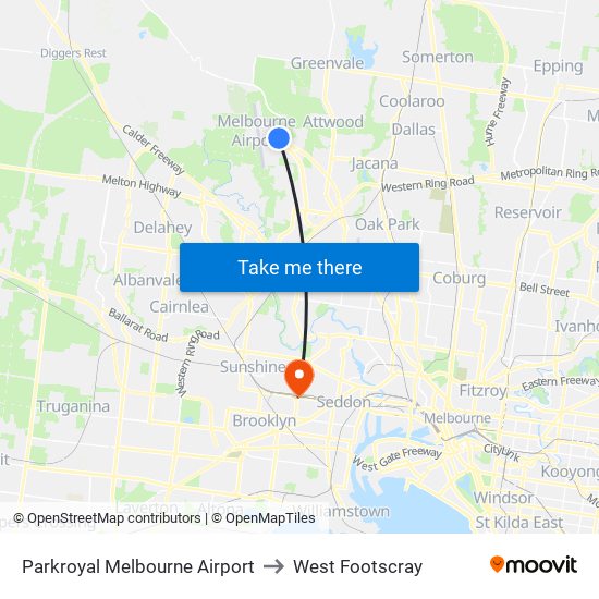 Parkroyal Melbourne Airport to West Footscray map