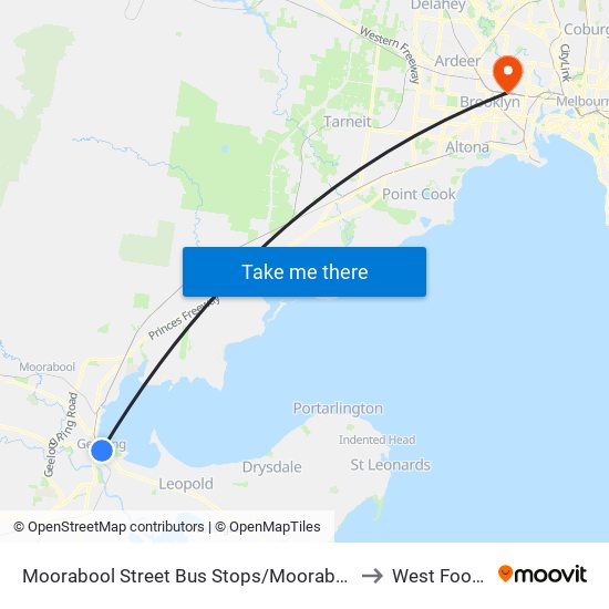 Moorabool Street Bus Stops/Moorabool St (Geelong) to West Footscray map