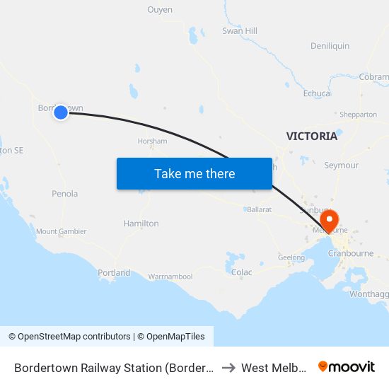 Bordertown Railway Station (Bordertown (Sa)) to West Melbourne map