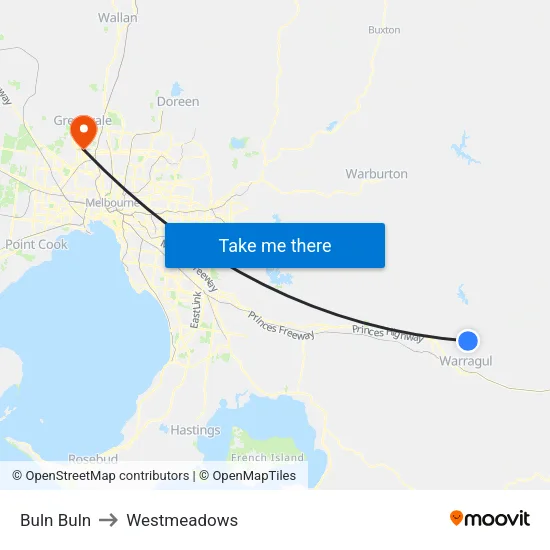 Buln Buln to Westmeadows map