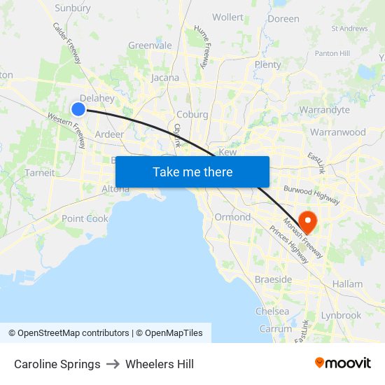 Caroline Springs to Wheelers Hill map