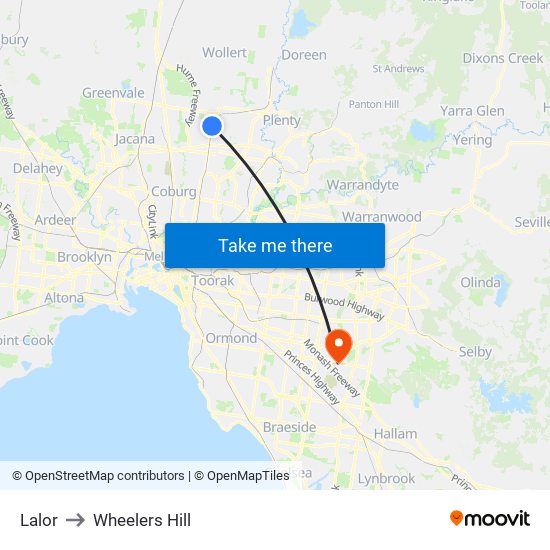 Lalor to Wheelers Hill map