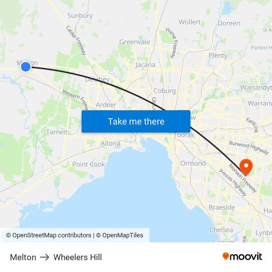 Melton to Wheelers Hill map