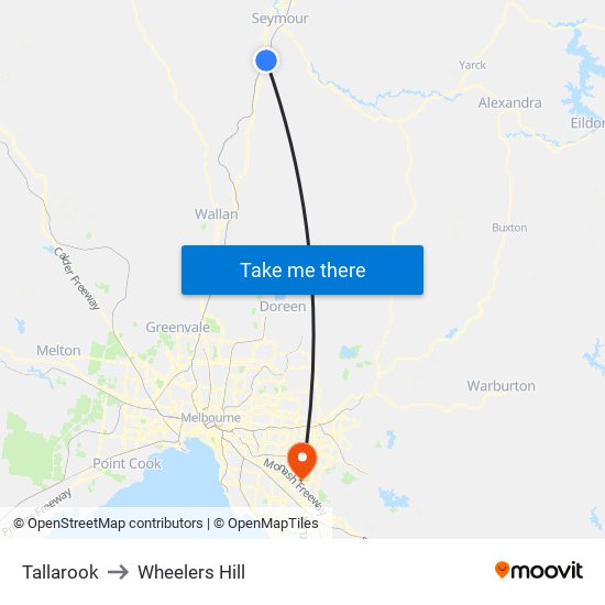 Tallarook to Wheelers Hill map