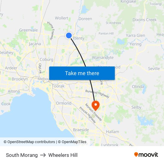 South Morang to Wheelers Hill map