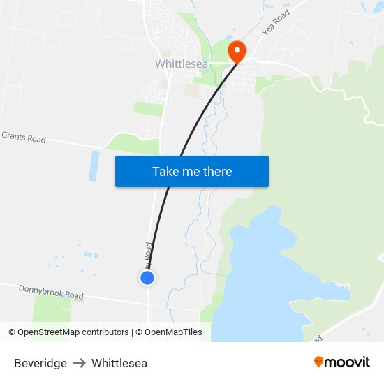 Beveridge to Whittlesea map