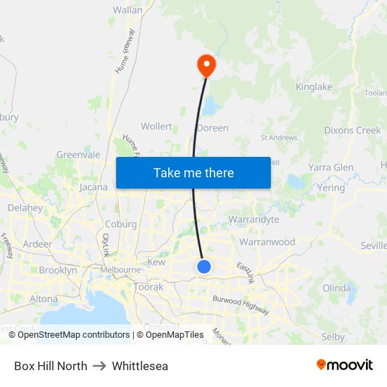 Box Hill North to Whittlesea map