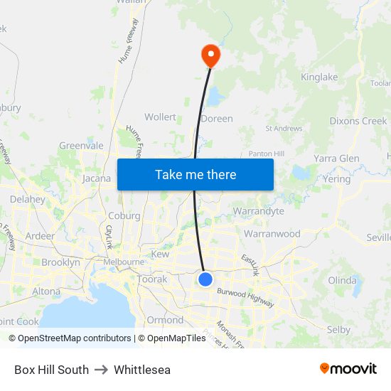 Box Hill South to Whittlesea map