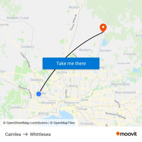 Cairnlea to Whittlesea map