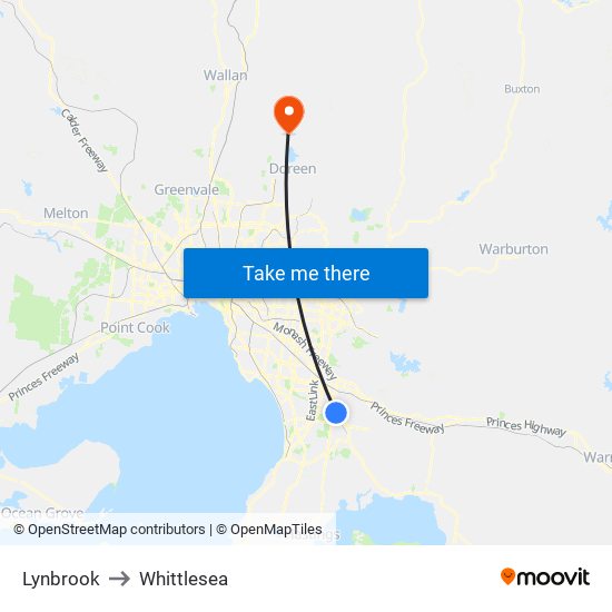 Lynbrook to Whittlesea map