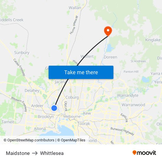 Maidstone to Whittlesea map