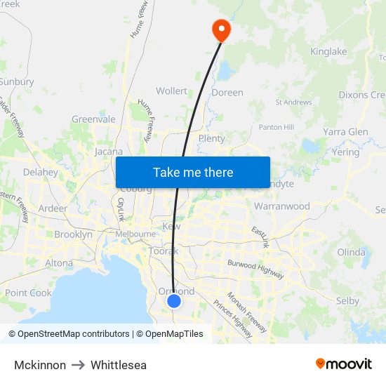 Mckinnon to Whittlesea map