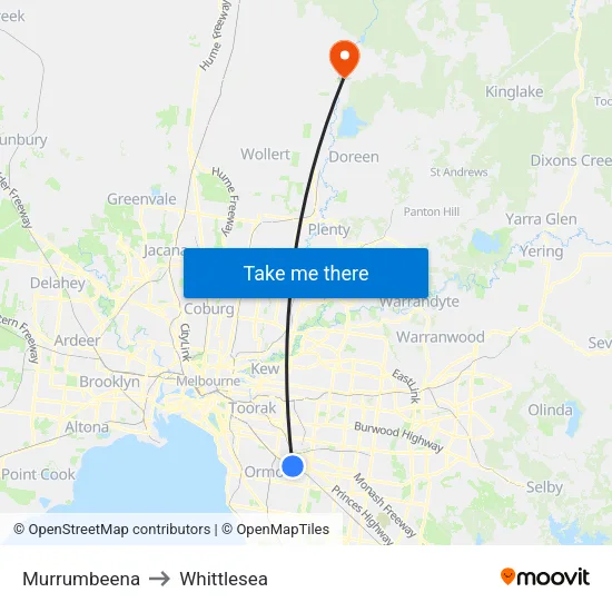 Murrumbeena to Whittlesea map