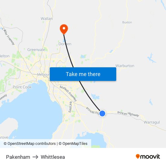 Pakenham to Whittlesea map