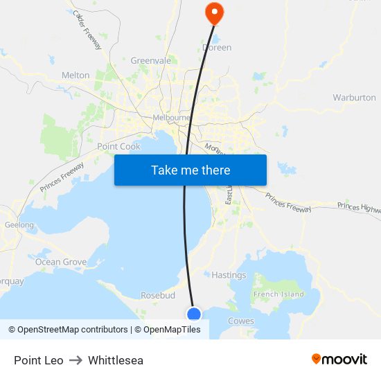 Point Leo to Whittlesea map