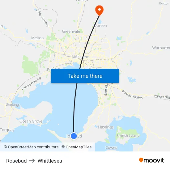 Rosebud to Whittlesea map