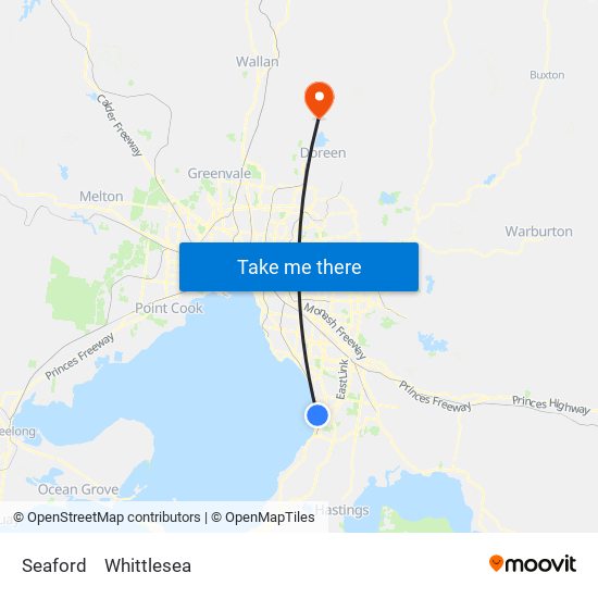 Seaford to Whittlesea map