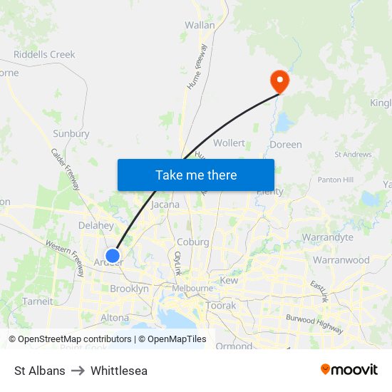 St Albans to Whittlesea map