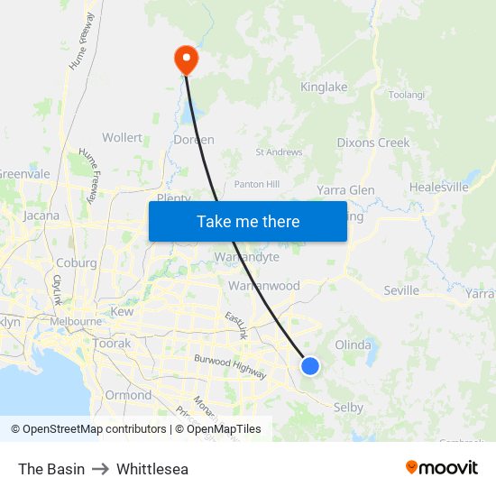 The Basin to Whittlesea map