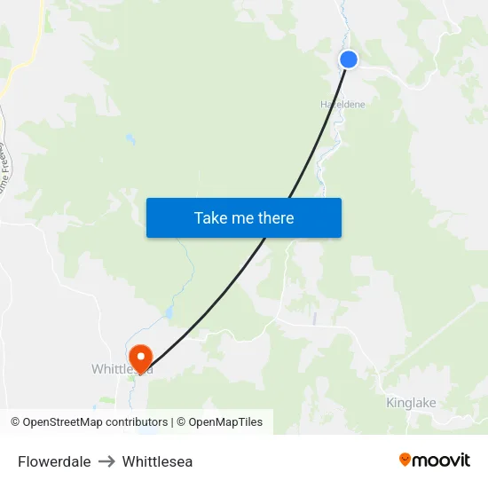 Flowerdale to Whittlesea map