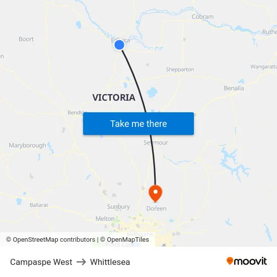 Campaspe West to Whittlesea map