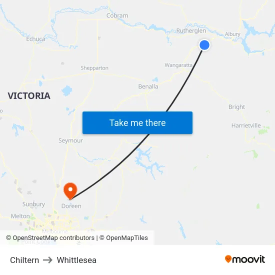 Chiltern to Whittlesea map