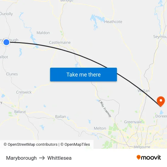 Maryborough to Whittlesea map