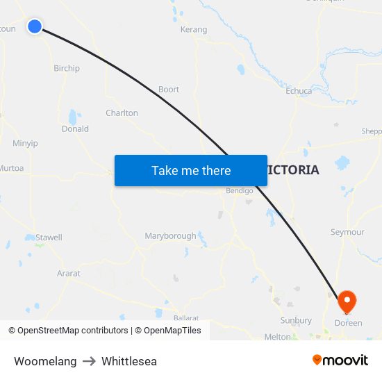 Woomelang to Whittlesea map