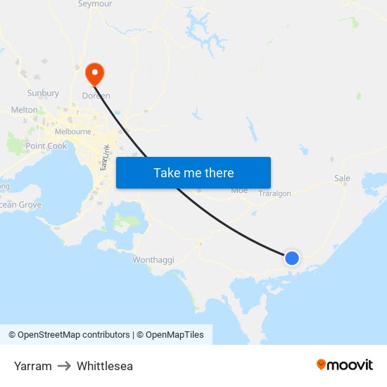 Yarram to Whittlesea map