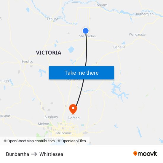 Bunbartha to Whittlesea map