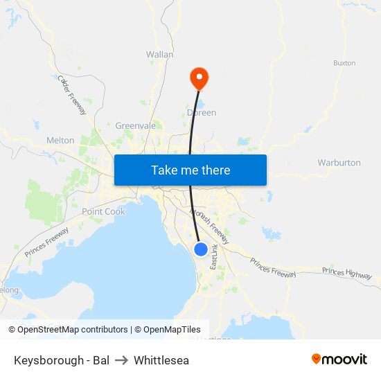 Keysborough - Bal to Whittlesea map