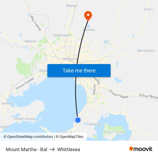 Mount Martha - Bal to Whittlesea map