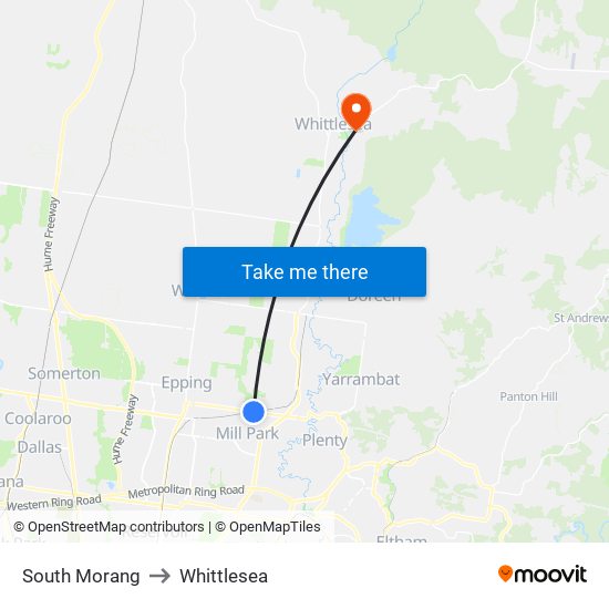 South Morang to Whittlesea map