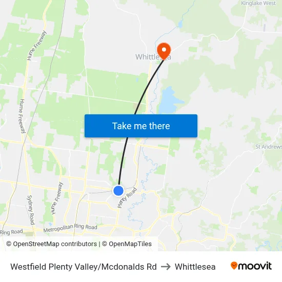 Westfield Plenty Valley/Mcdonalds Rd to Whittlesea map
