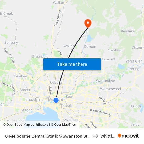 8-Melbourne Central Station/Swanston St (Melbourne City) to Whittlesea map