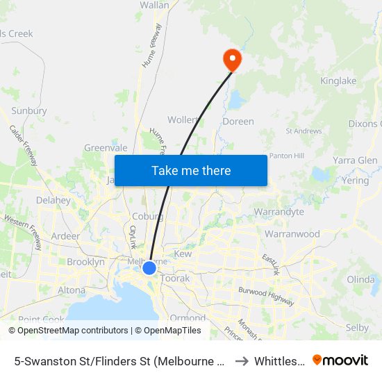5-Swanston St/Flinders St (Melbourne City) to Whittlesea map