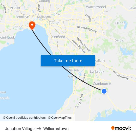 Junction Village to Williamstown map