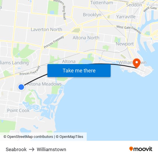 Seabrook to Williamstown map