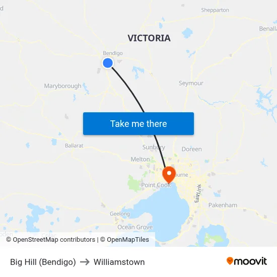 Big Hill (Bendigo) to Williamstown map